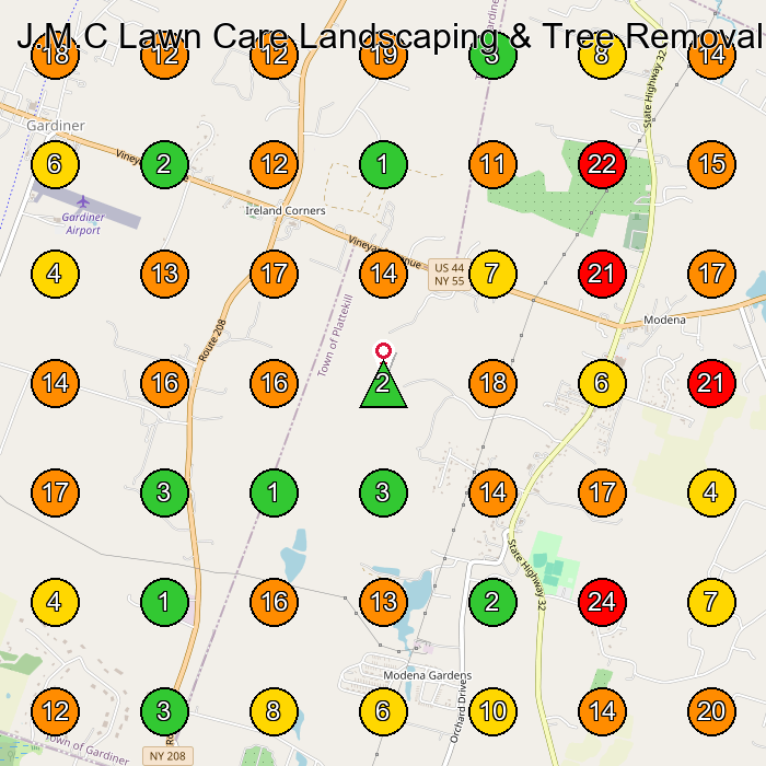 J.M.C Lawn Care Landscaping & Tree Removal Service Lawn Care Service GeoGrid ranking map for None